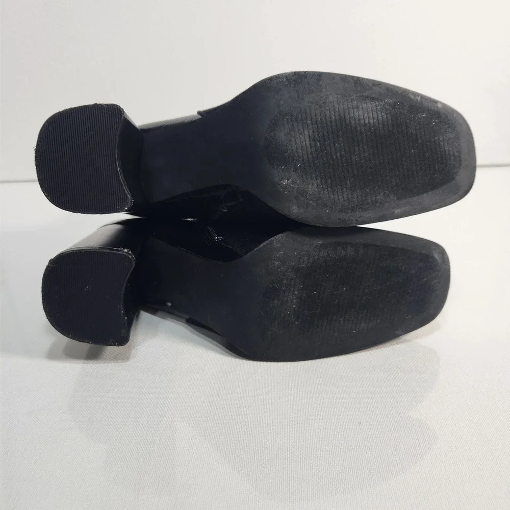 Diba Womens Booties Mix Suede Faux Leather Size 8.5 Black Block Heel